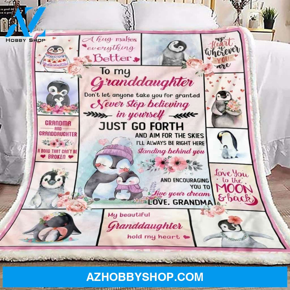Gift For Granddaughter Penguin To My Granddaughter Fleece Blanket