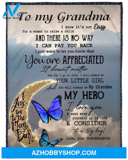 Gift For Grandma Blanket, My Grandma My Hero Fleece Blanket