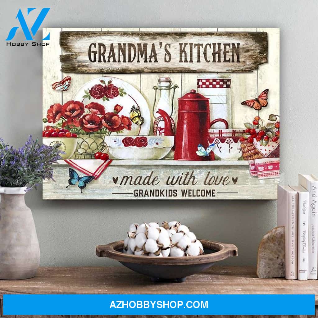 Gift for Grandma Grandma's Kitchen Made With Love Home Decor Horizontal Canvas