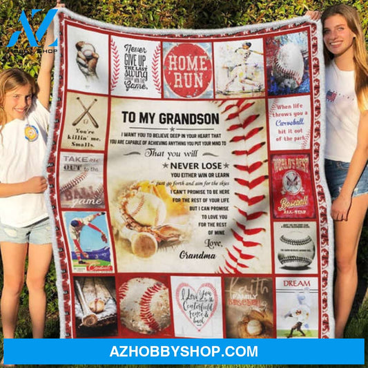 Gift For Grandson Blanker, To My Grandson Baseball