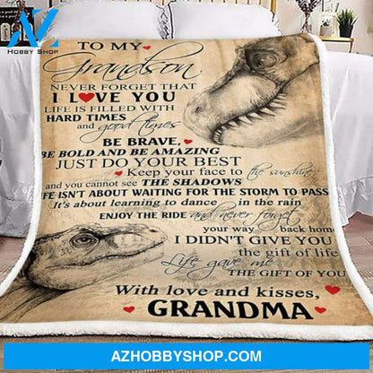 Gift For Grandson Blanket, Dinosaurs To My Grandson From Grandma