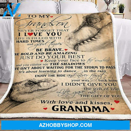 Gift For Grandson Blanket, Dinosaurs To My Grandson From Grandma