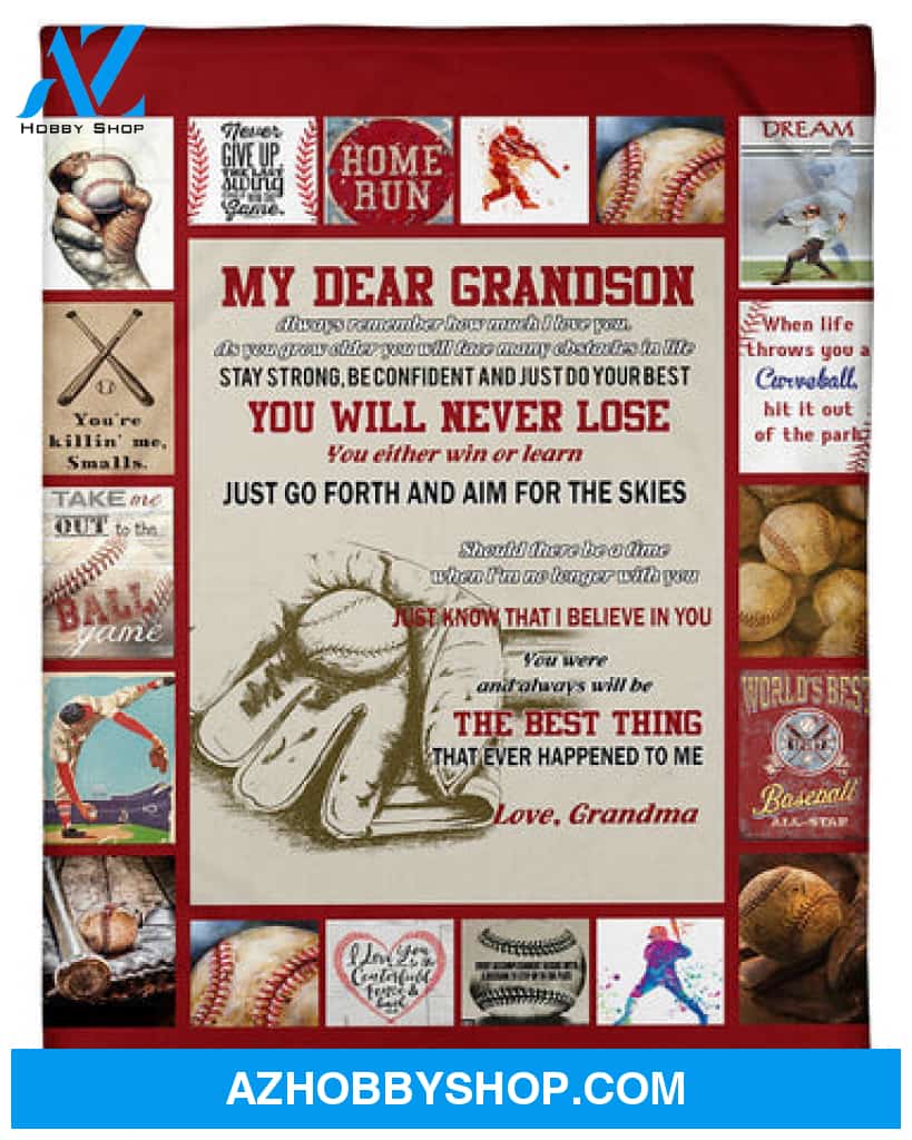 Gift For Grandson Blanket, Grandma To Grandson You Will Never Lose Baseball Fleece Blanket