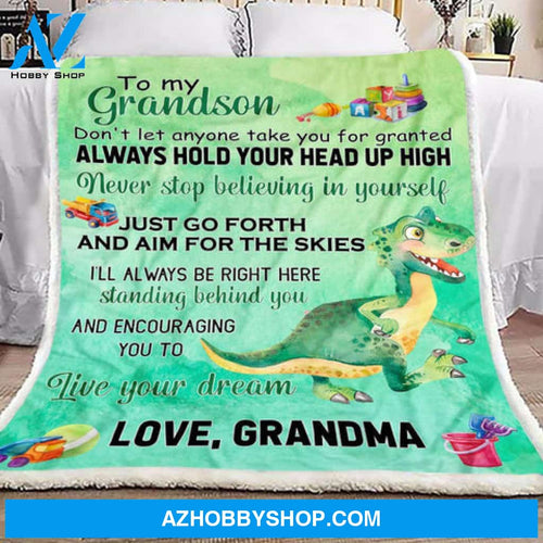Gift For Grandson Blanket, To Grandson Dinosaur Live Your Dream