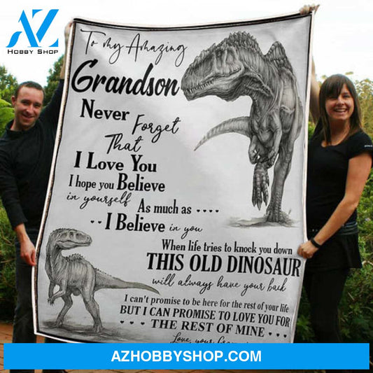 Gift For Grandson Blanket, To My Grandson Dinosaur Always Have Your Back Gift From Grandma Grammi Fleece Blanket