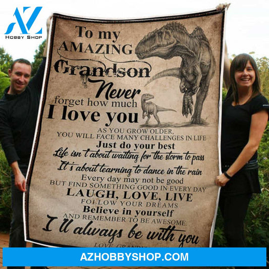 Gift For Grandson Blanket, To My Grandson Dinosaur Find Something Good In Every Day Laugh Love Live Follow Your Dreames - Love From Grandma