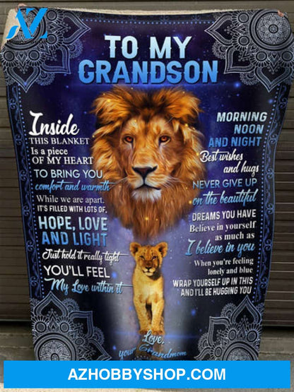 Gift For Grandson Blanket, To My Grandson Lion I Believe In You
