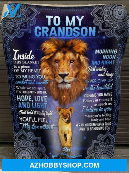 Gift For Grandson Blanket, To My Grandson Lion I Believe In You