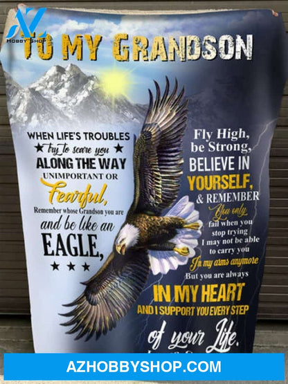 Gift For Grandson Blanket, To My Grandson You Are Always In My Heart
