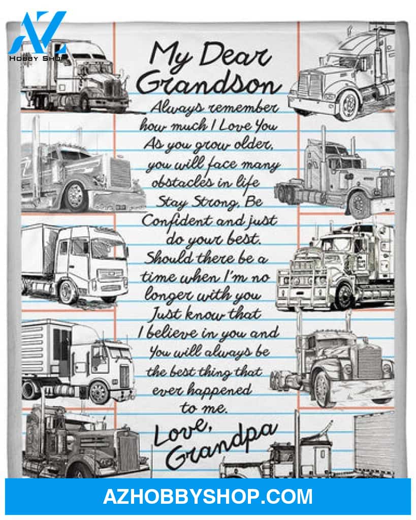 Gift For Grandson Blanket, Trucker's Grandson Premium Fleece Blanket
