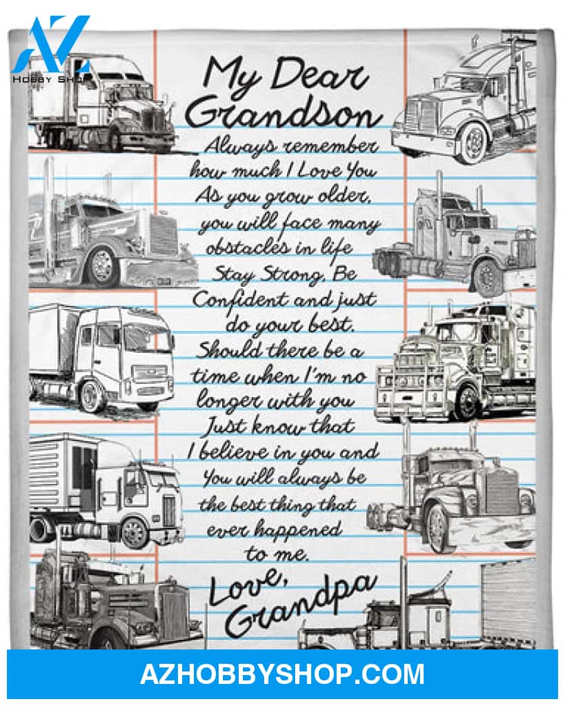 Gift For Grandson Blanket, Trucker's Grandson Premium Fleece Blanket