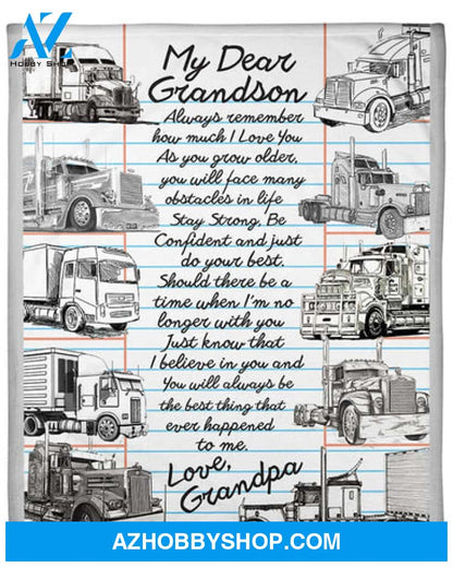 Gift For Grandson Blanket, Trucker's Grandson Premium Fleece Blanket
