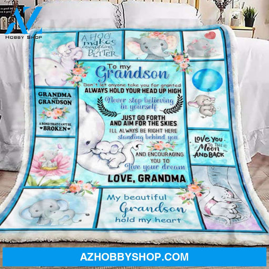 Gift For Grandson, Elephant To My Grandson Never Stop Believing In Yourself - Love From Grandma