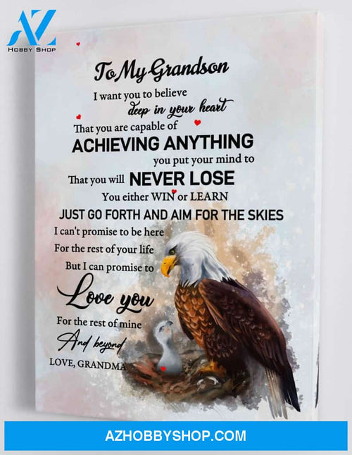 Gift for Grandson from Grandma - The Eagle - Go Forth and Aim For The Skies - Framed Canvas Gift GMS032