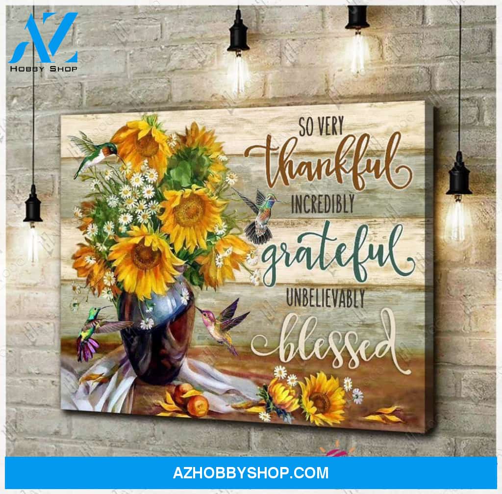 Gift For Hippie So Very Thankful Hummingbird And Sunflower Morning Captions Wall Art Canvas Sunflower Canvas Lh