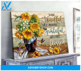 Gift For Hippie So Very Thankful Hummingbird And Sunflower Morning Captions Wall Art Canvas Sunflower Canvas Lh