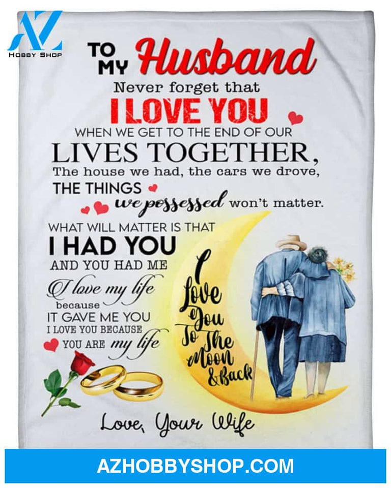 Gift For Husband Blanket, To My Husband I Love You To The Moon And Back - Love From Wife, Birthday Gift Home Decor Bedding Couch Sofa Soft