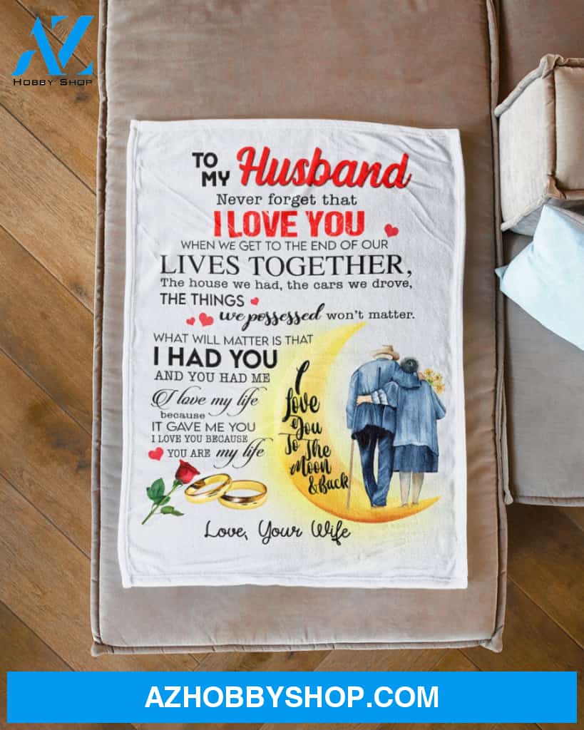 Gift For Husband Blanket, To My Husband I Love You To The Moon And Back - Love From Wife, Birthday Gift Home Decor Bedding Couch Sofa Soft