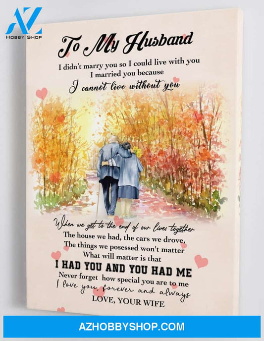 Gift for Husband from Wife - Couple on Flowery Road - Framed Canvas Gift WH005