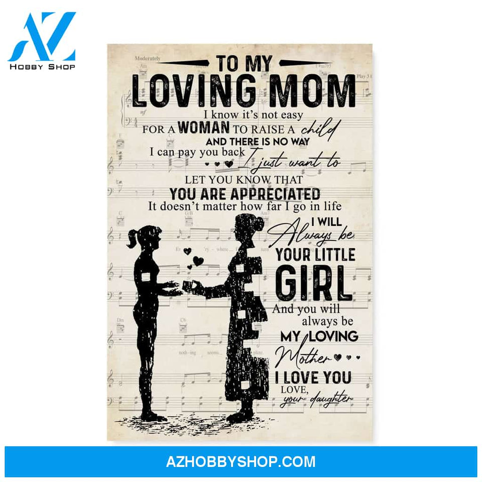Gift for Mom from daughter Mom and daughter gift Sheet Music Canvas