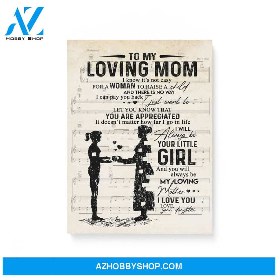 Gift for Mom from daughter Mom and daughter gift Sheet Music Canvas