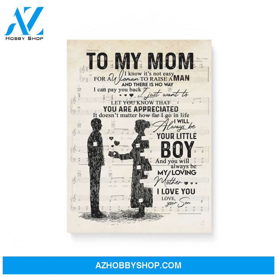 Gift for Mom from Son Mom and Son gift Sheet Music Canvas