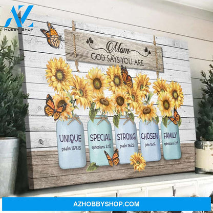 Gift For Mom Mom God Says You Are Unique Horizontal Canvas