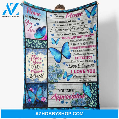 Gift For Mother Blanket, Home Is Where You Are Fleece Blanket