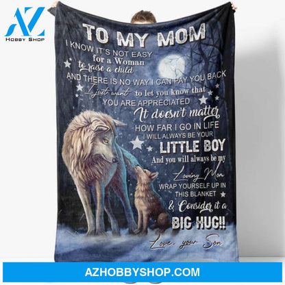 Gift For Mother Blanket, How Far I Go In Life Wolf Fleece Blanket