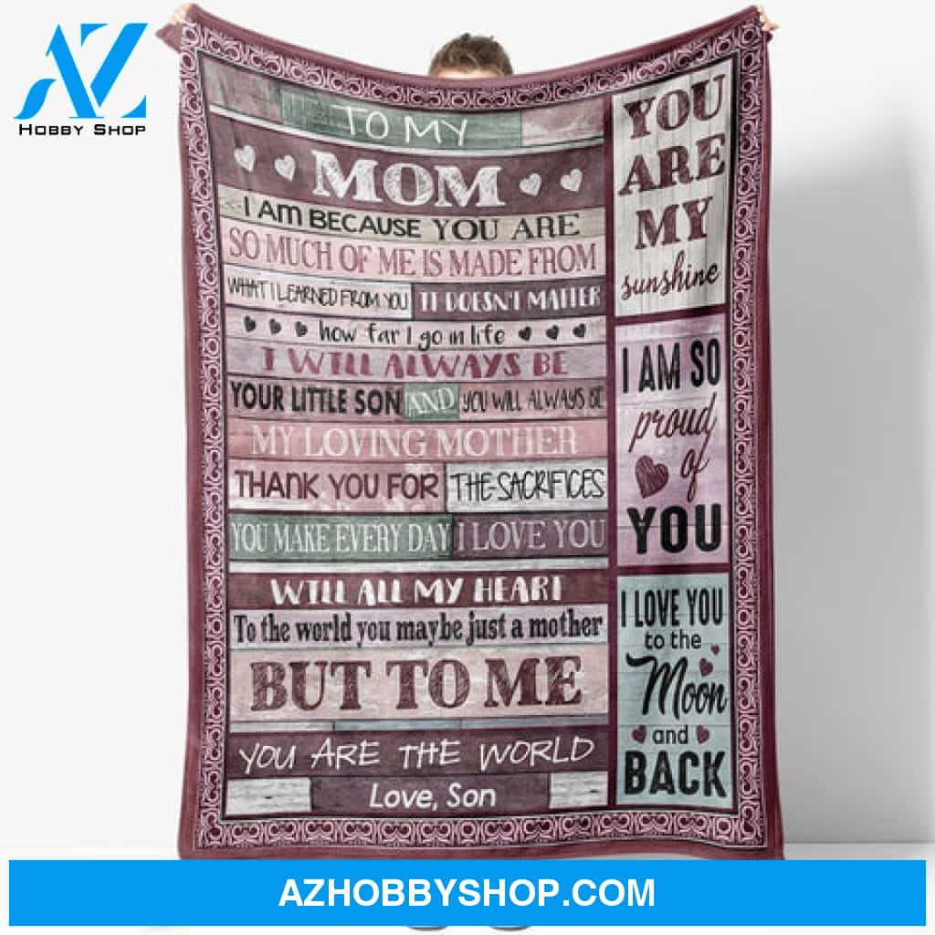 Gift For Mother Blanket, I Love You To The Moon And Back Fleece Blanket