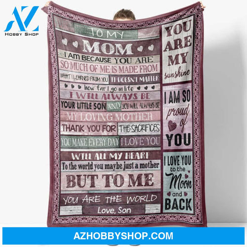 Gift For Mother Blanket, I Love You To The Moon And Back Fleece Blanket