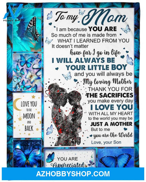 Gift For Mother Blanket, Love You To The Moon And Back, Fleece Blanket