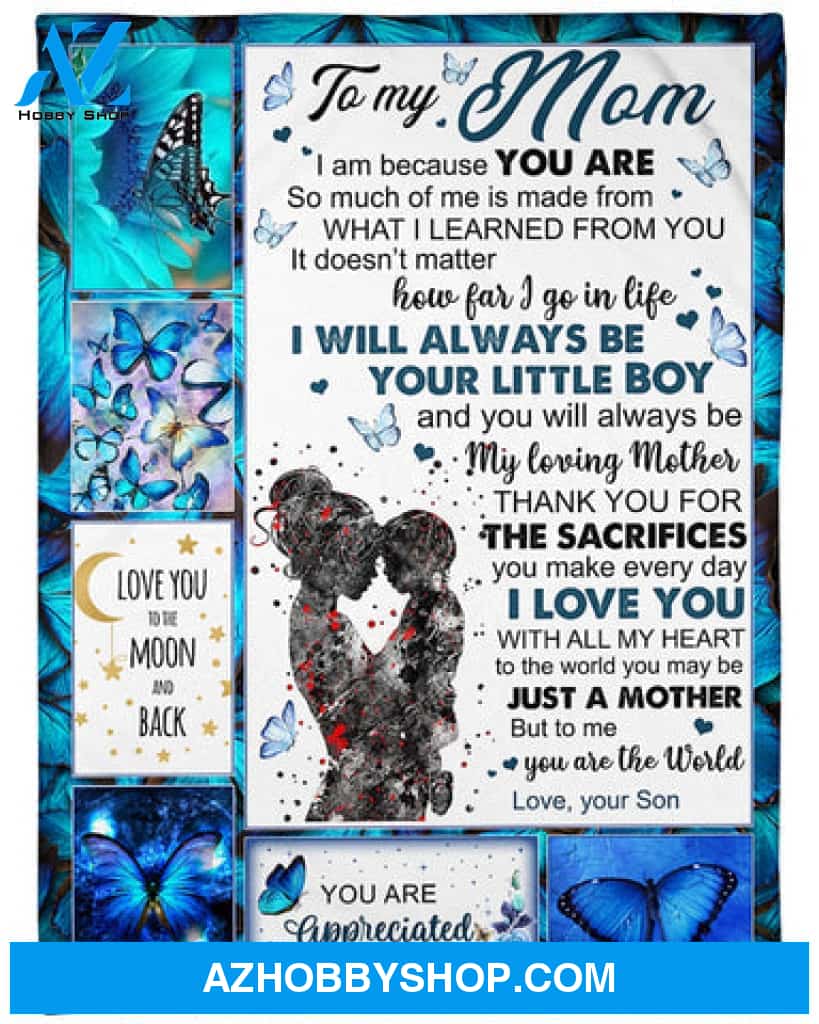 Gift For Mother Blanket, Love You To The Moon And Back, Fleece Blanket