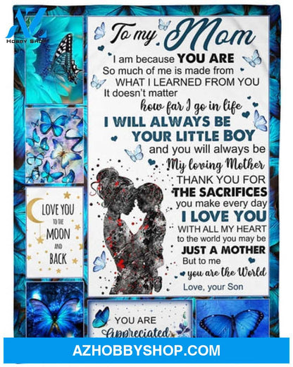 Gift For Mother Blanket, Love You To The Moon And Back, Fleece Blanket