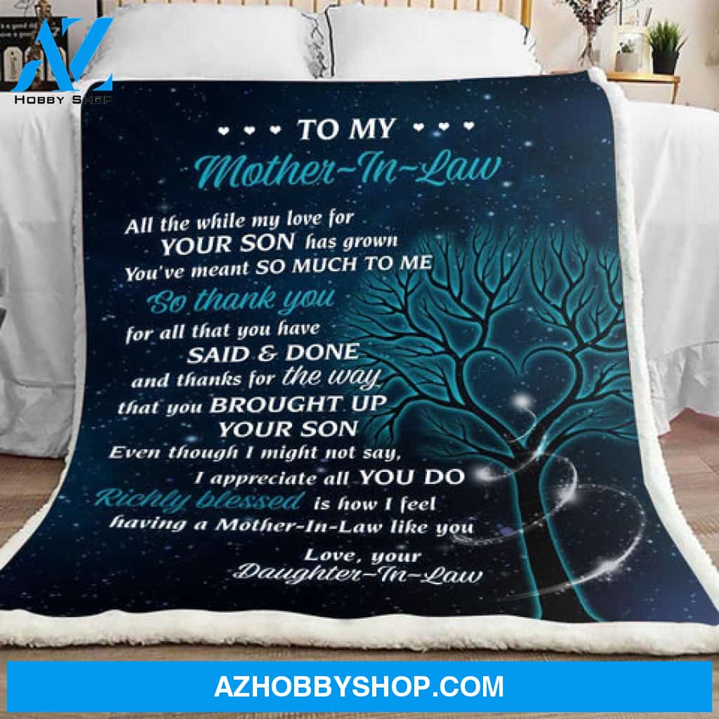 Gift For Mother Blanket, To My Mother In Law All The While My Love For Your Son