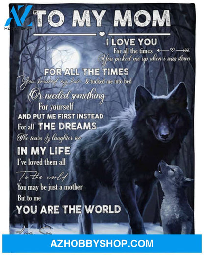 Gift For Mother Blanket, To My Mom From Son For All The Dreams Wolf Fleece Blanket