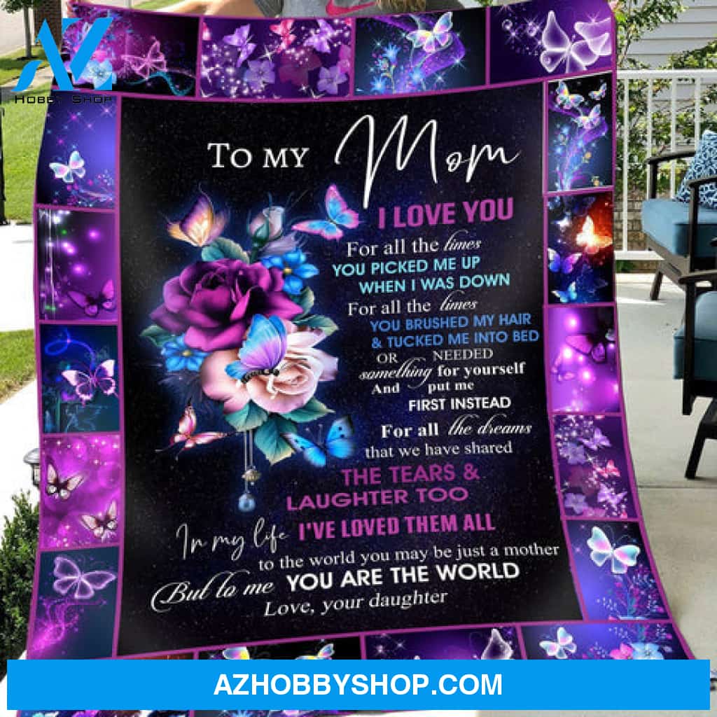 Gift For Mother Blanket, To My Mom I Love You Butterfly Fleece Blanket