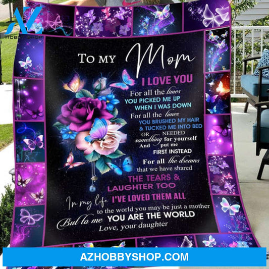 Gift For Mother Blanket, To My Mom I Love You Butterfly Fleece Blanket