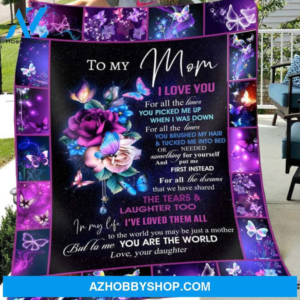 Gift For Mother Blanket, To My Mom I Love You Butterfly Fleece Blanket