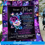 Gift For Mother Blanket, To My Mom I Love You Butterfly Fleece Blanket