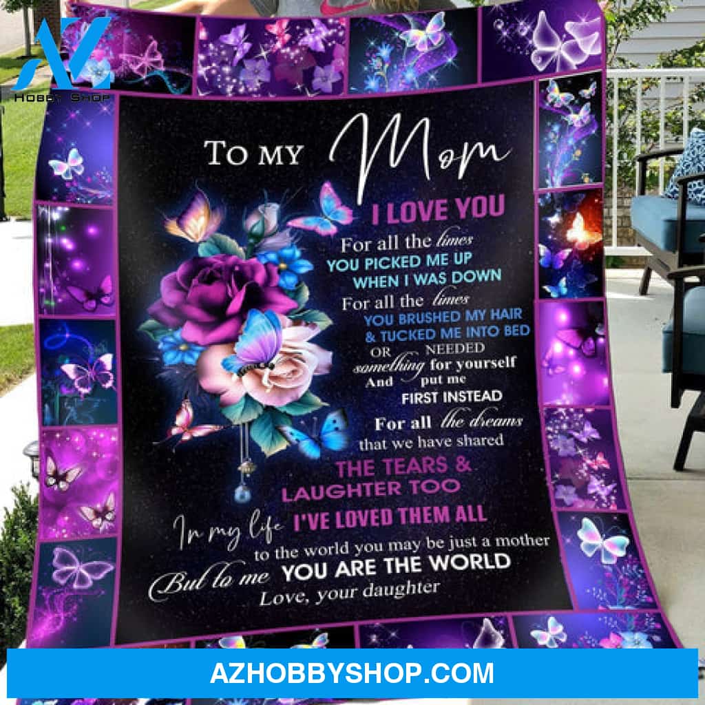 Gift For Mother Blanket, To My Mom I Love You Butterfly Fleece Blanket