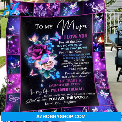 Gift For Mother Blanket, To My Mom I Love You Butterfly Fleece Blanket