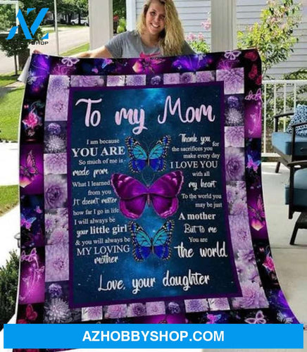 Gift For Mother Blanket, To My Mom Purple Butterfly Love You With All My Heart - Love From Daughter