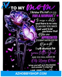 Gift For Mother Blanket, To My Mom Purple Roses Butterfly