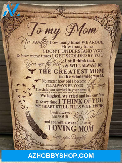 Gift For Mother Blanket, To My Mom The Greatest Mom In The Whole Wide World Fleece Blanket