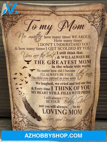 Gift For Mother Blanket, To My Mom The Greatest Mom In The Whole Wide World Fleece Blanket