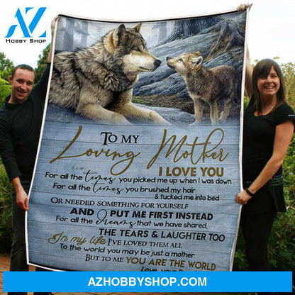 Gift For Mother Blanket, To My Mom Wolves In The Wood You Are The World Gift From Daughter