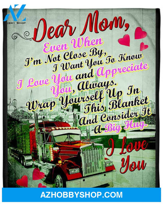 Gift For Mother Blanket, Trucker's Mom Premium Fleece Blanket