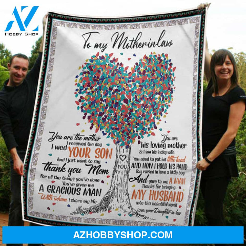 Gift For Mother In Law Blanket,To My Mother In Law Tree Of Life Thank You Mom Gift From Daughter In Law Blanket