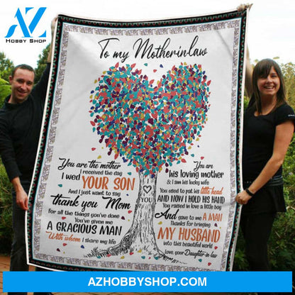 Gift For Mother In Law Blanket,To My Mother In Law Tree Of Life Thank You Mom Gift From Daughter In Law Blanket